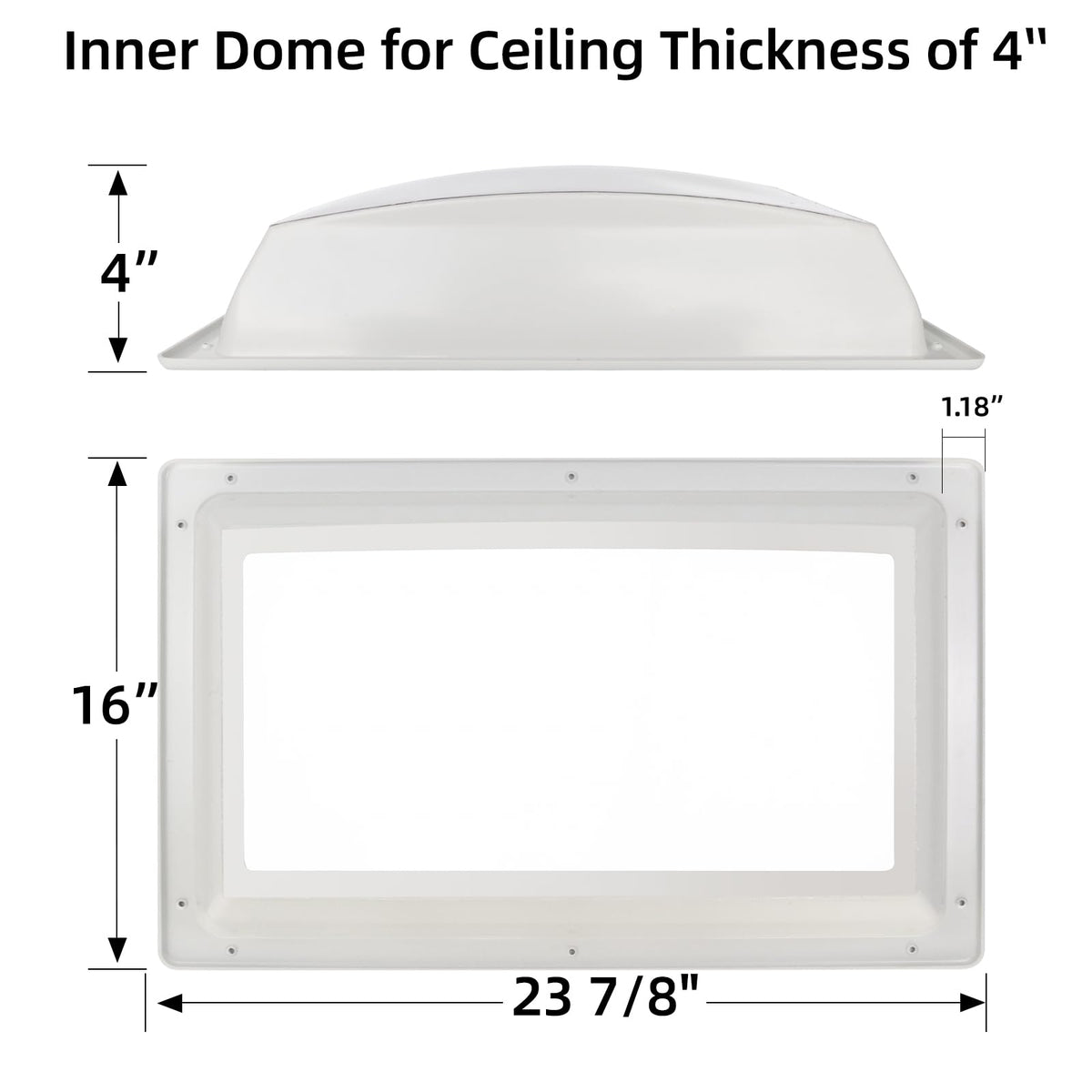 18" x 26" RV Shower Skylight Cover Outer Dome with Inner Dome and Sealant, White E9196
