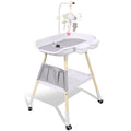 Adjustable Height Baby Changing Table with Changing Pad and Storage J191271