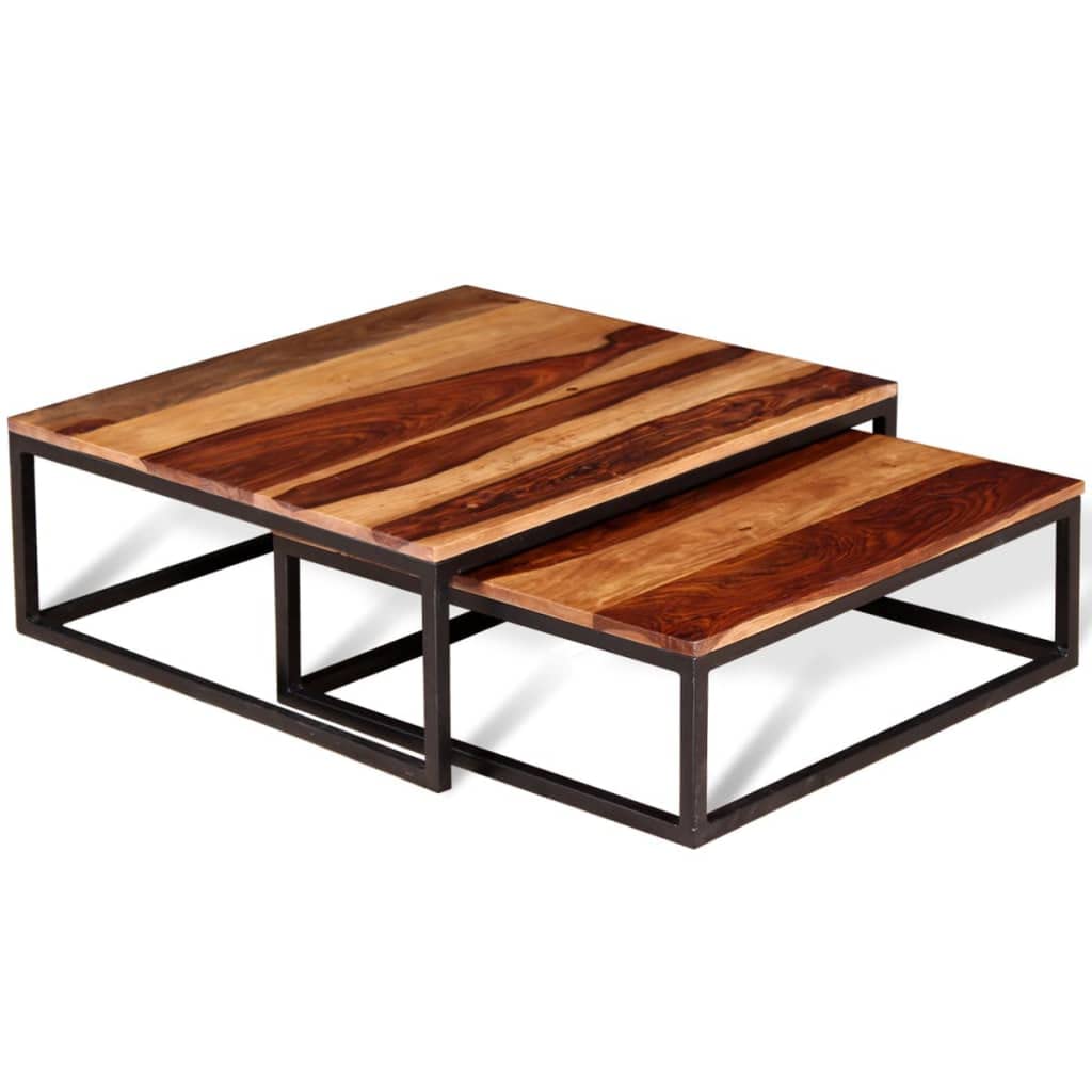 Set of 2 Solid Sheesham Wood Nesting Coffee Table Q4391