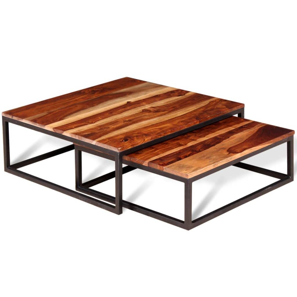 Set of 2 Solid Sheesham Wood Nesting Coffee Table Q4391