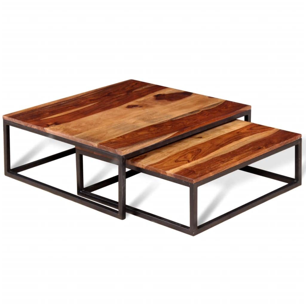 Set of 2 Solid Sheesham Wood Nesting Coffee Table Q4391