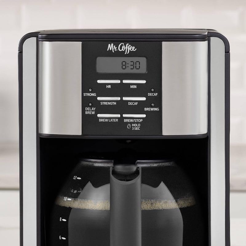 12-Cup Programmable Coffee Maker Black/Stainless Steel N598237