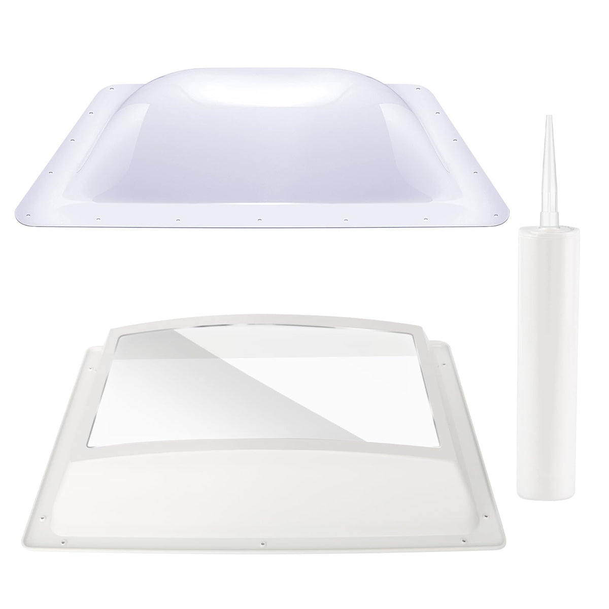 18" x 26" RV Shower Skylight Cover Outer Dome with Inner Dome and Sealant, White E9196