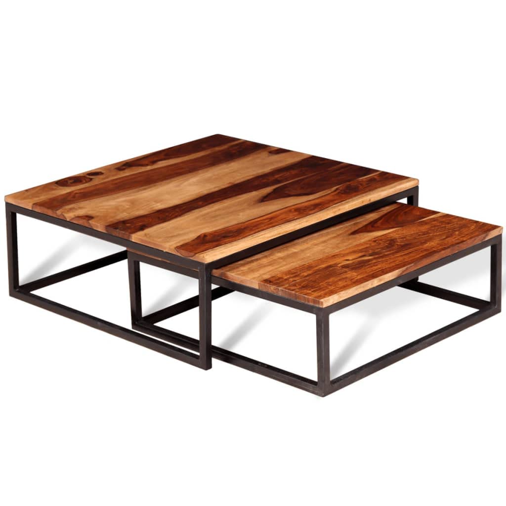 Set of 2 Solid Sheesham Wood Nesting Coffee Table Q4391