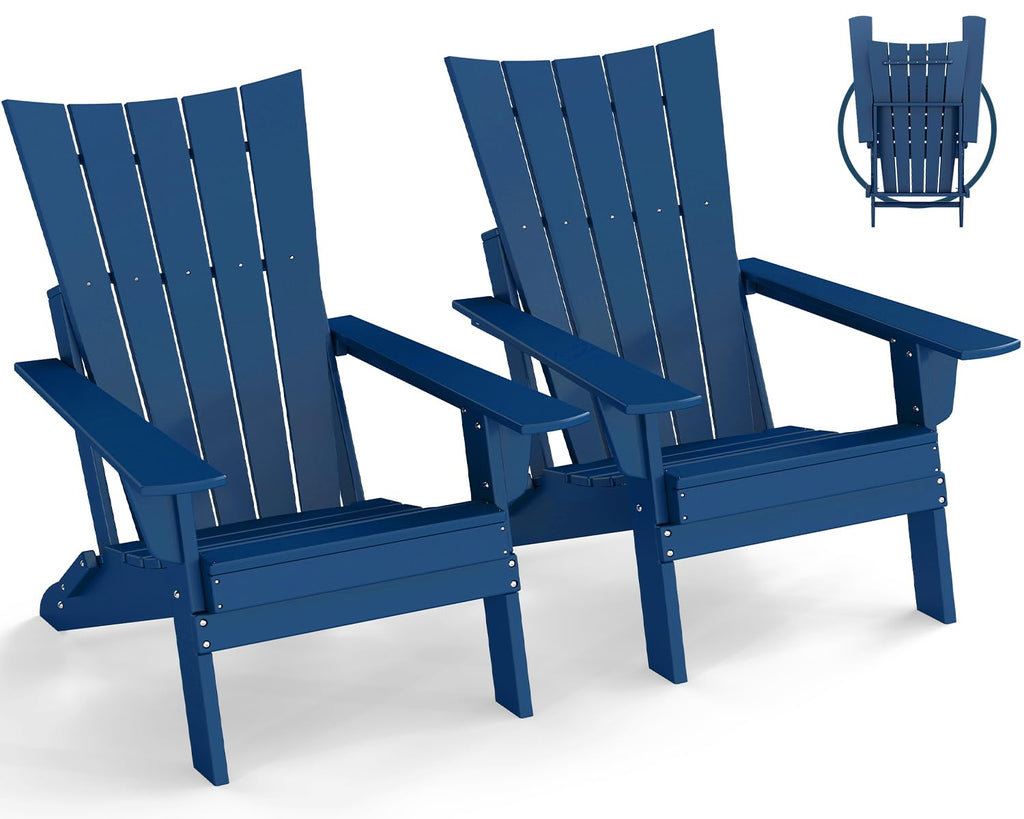 Blue Folding Adirondack Chairs Set of 2 B98470