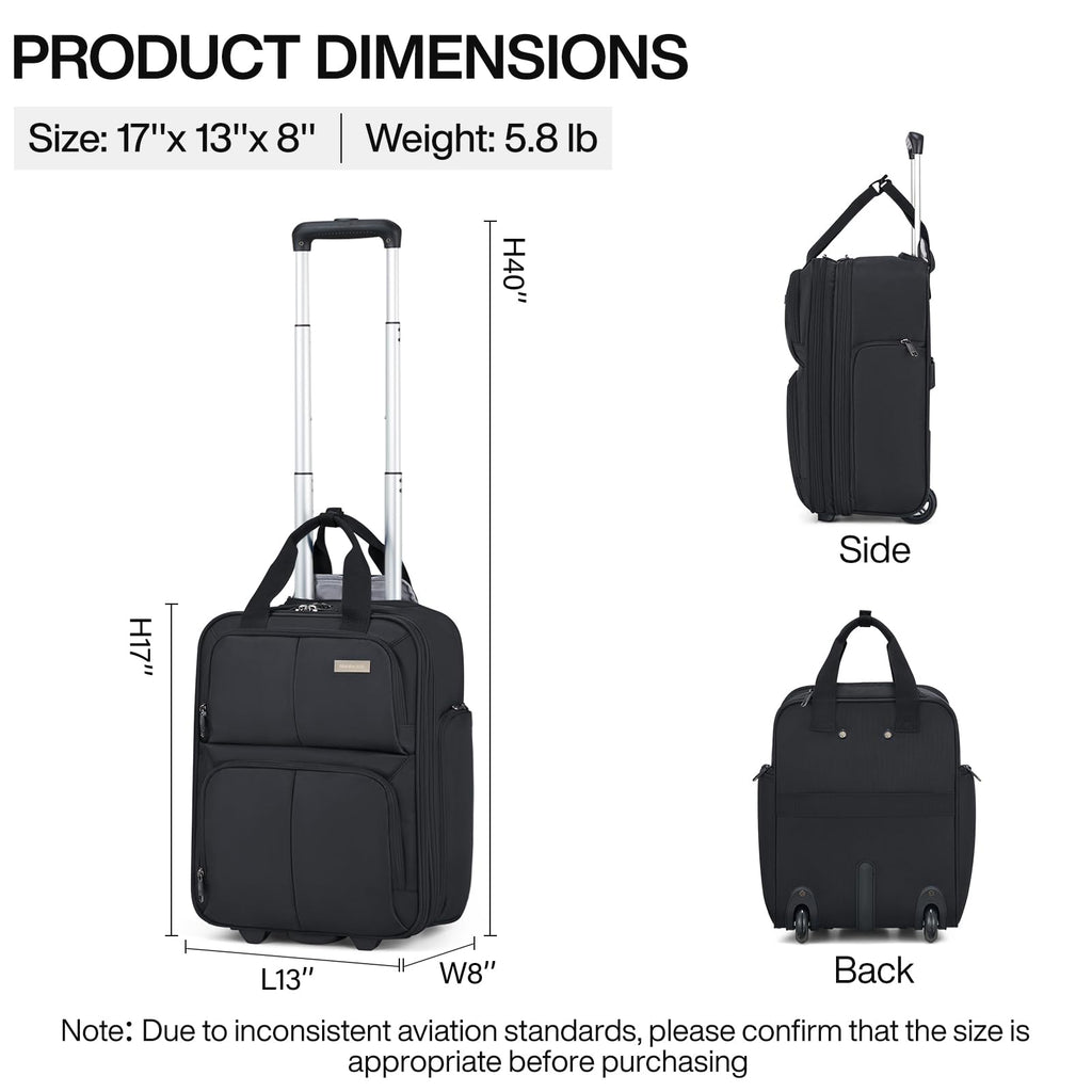 16 Inch Underseat Carry On Luggage with 2 Wheels Q556