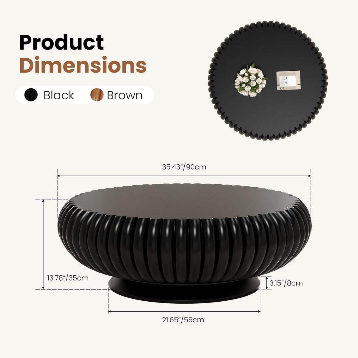 Round Fluted Drum Coffee Table X168361
