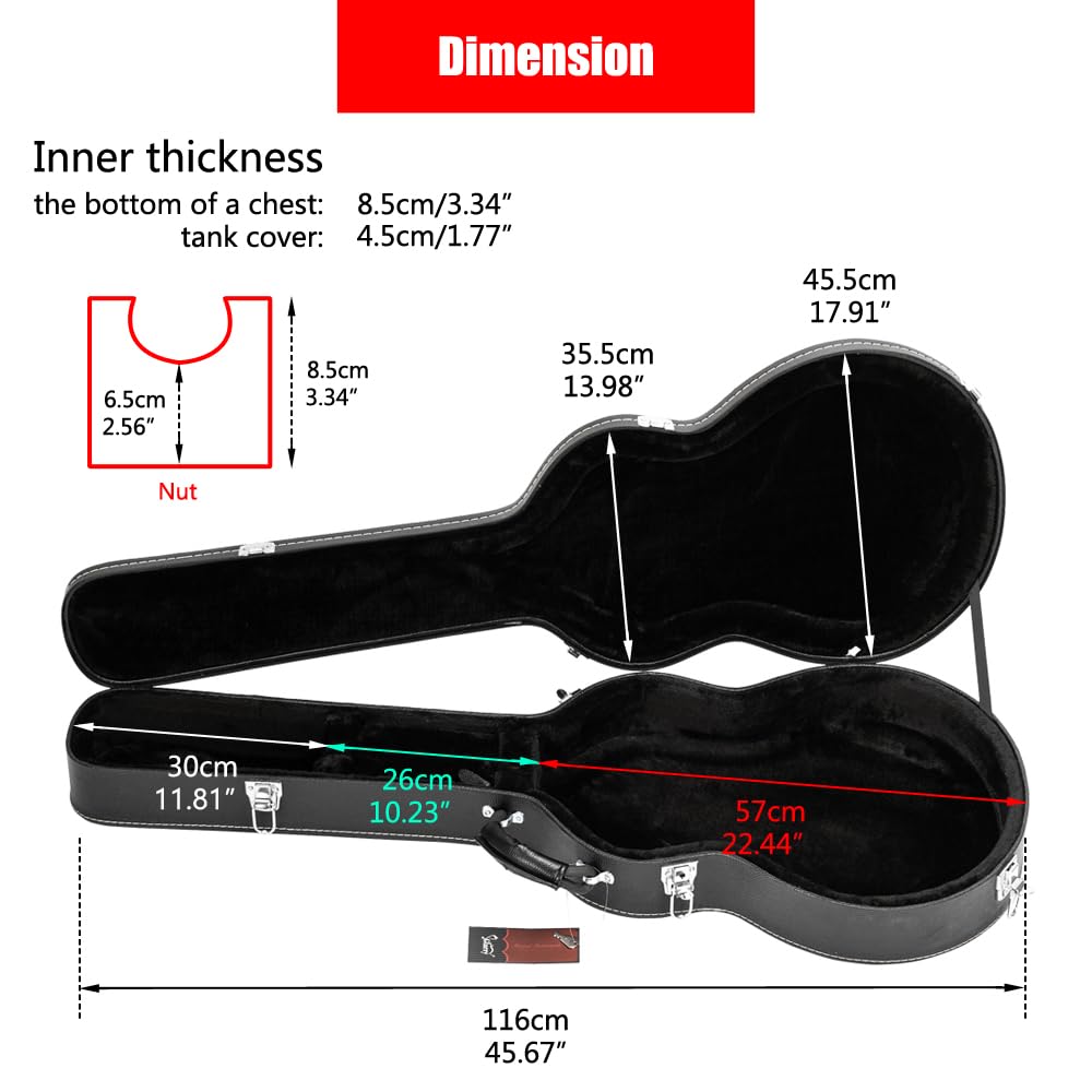 Portable Electric Guitar Hard Case, PU Leather, Black B134528