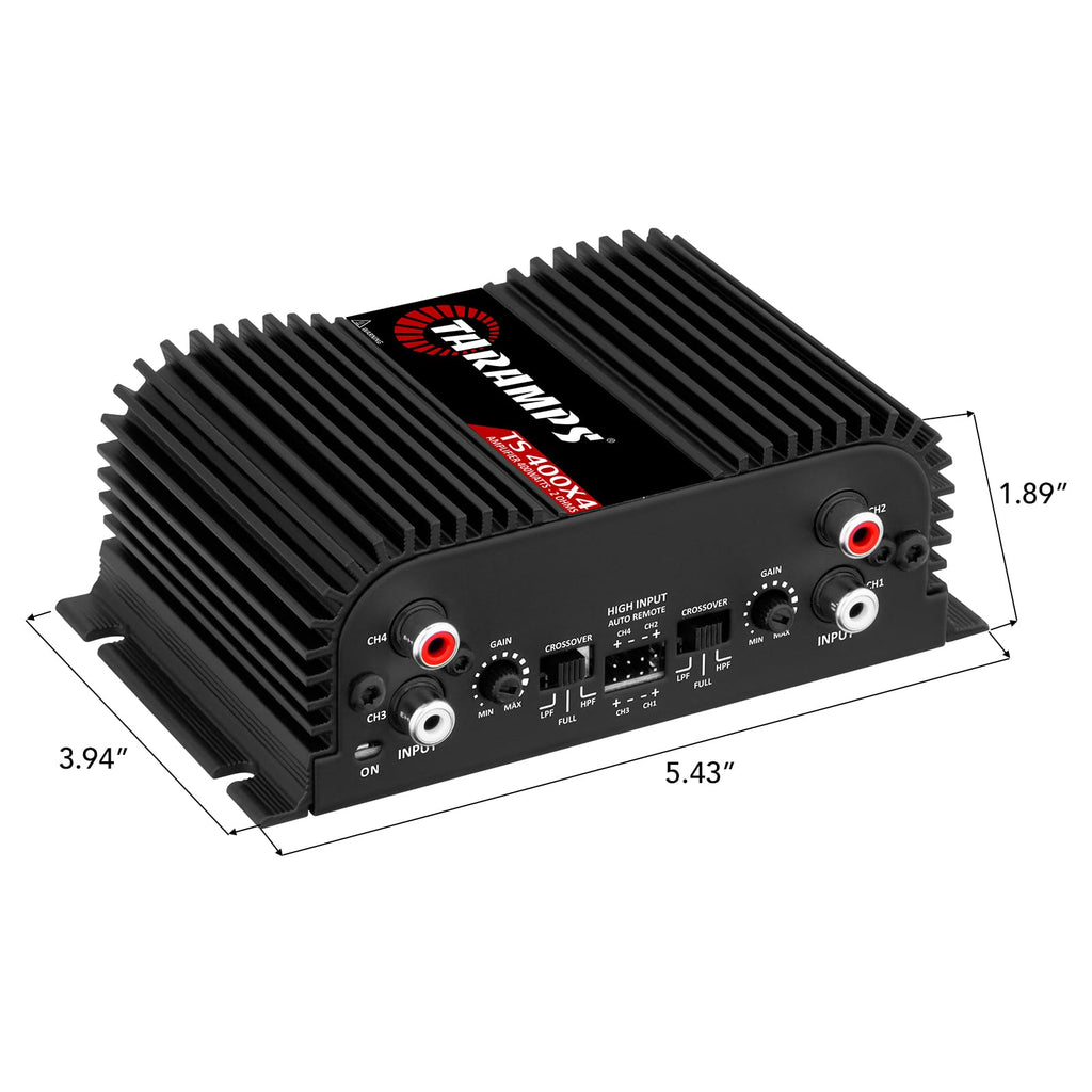 Black 2 Ohms 400W RMS 4-Channel Car Audio Amplifier P874
