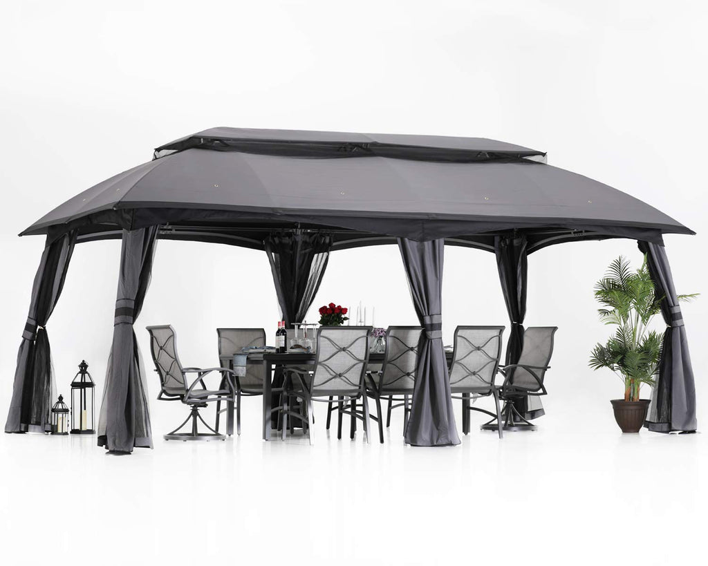 10x20 Outdoor Gazebo with Mosquito Netting and Double Roof E56605