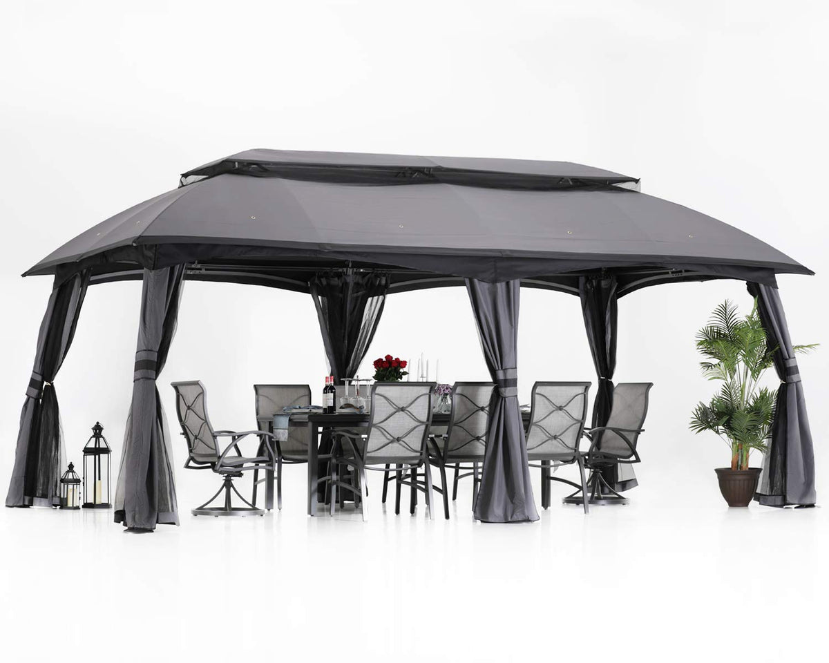 10x20 Outdoor Gazebo with Mosquito Netting and Double Roof E56605