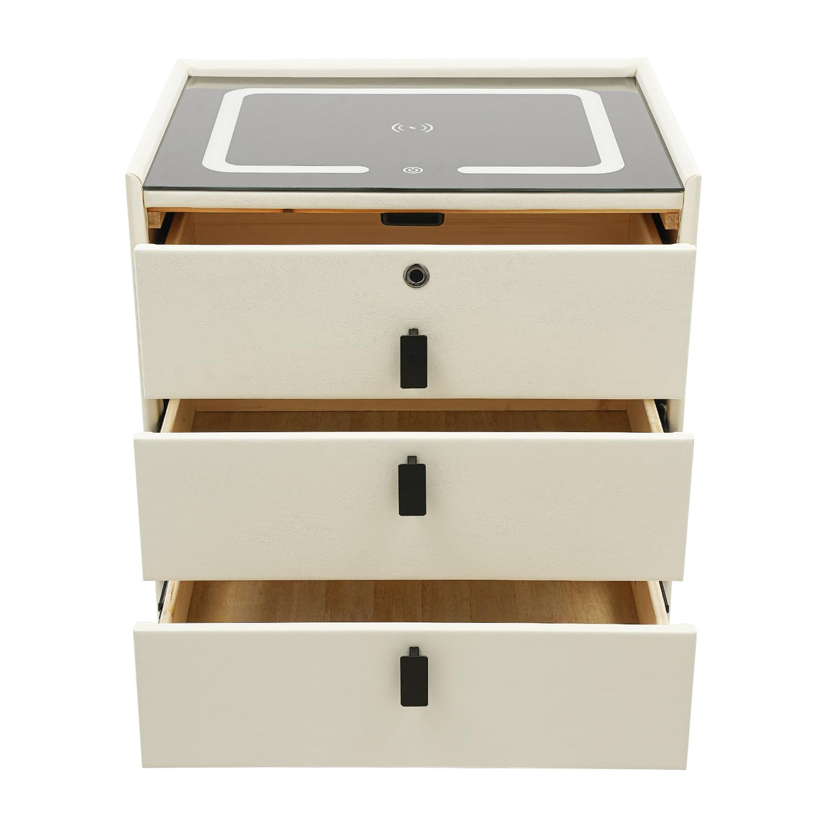 3-Drawer LED Nightstand with Wireless Charging Station N18757