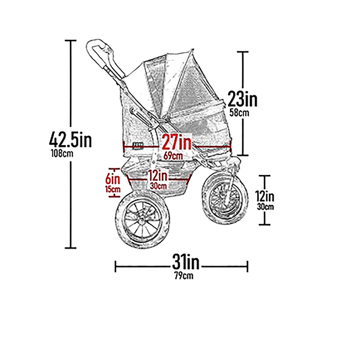 Double Pet Stroller with Weather Cover K288