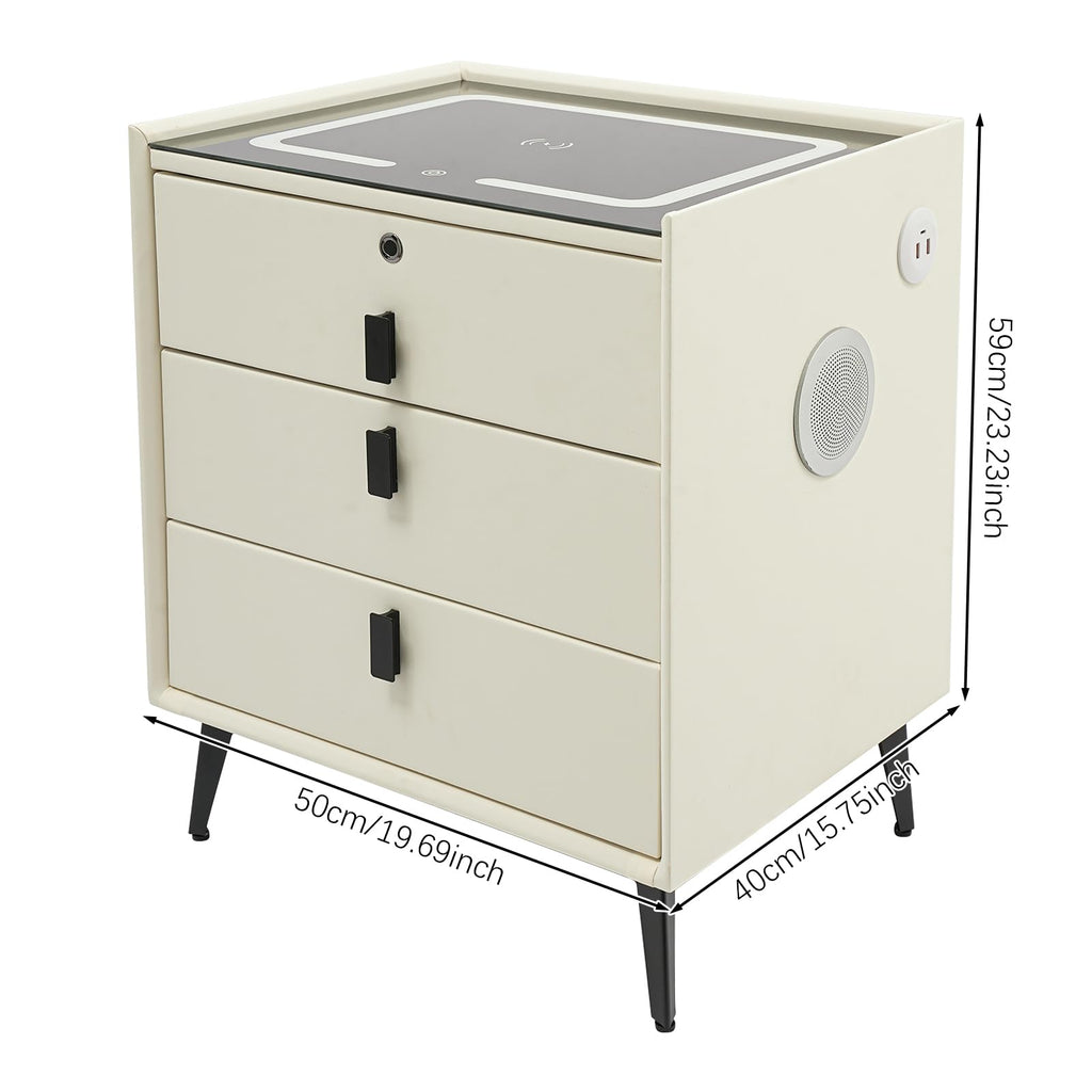 3-Drawer LED Nightstand with Wireless Charging Station N18757