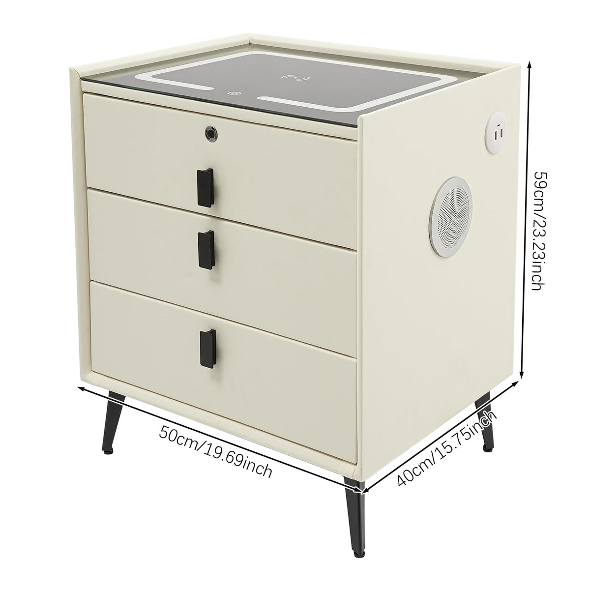 3-Drawer LED Nightstand with Wireless Charging Station N18757