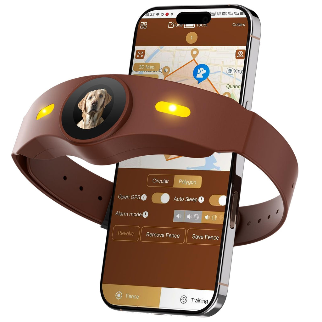 Wireless Dog Fence Collar, 64-3280ft Adjustable, Rechargeable IP7 Waterproof, Brown X158
