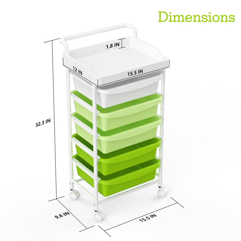 5 Drawers Plastic Rolling Storage Cart with Wheels G673017