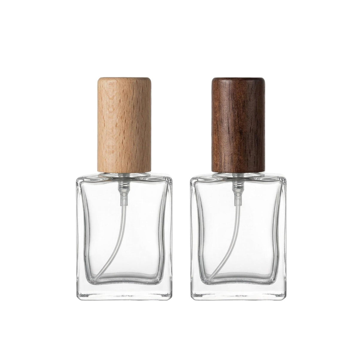 2 Pcs 15ml Clear Mini Glass Perfume Bottle with Wood Lid I369