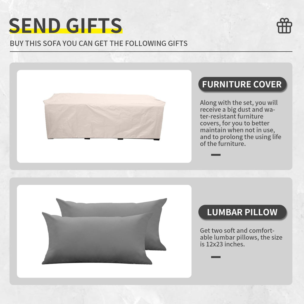 Light Grey Wicker 3-seat Outdoor Sofa with Cushions N22181