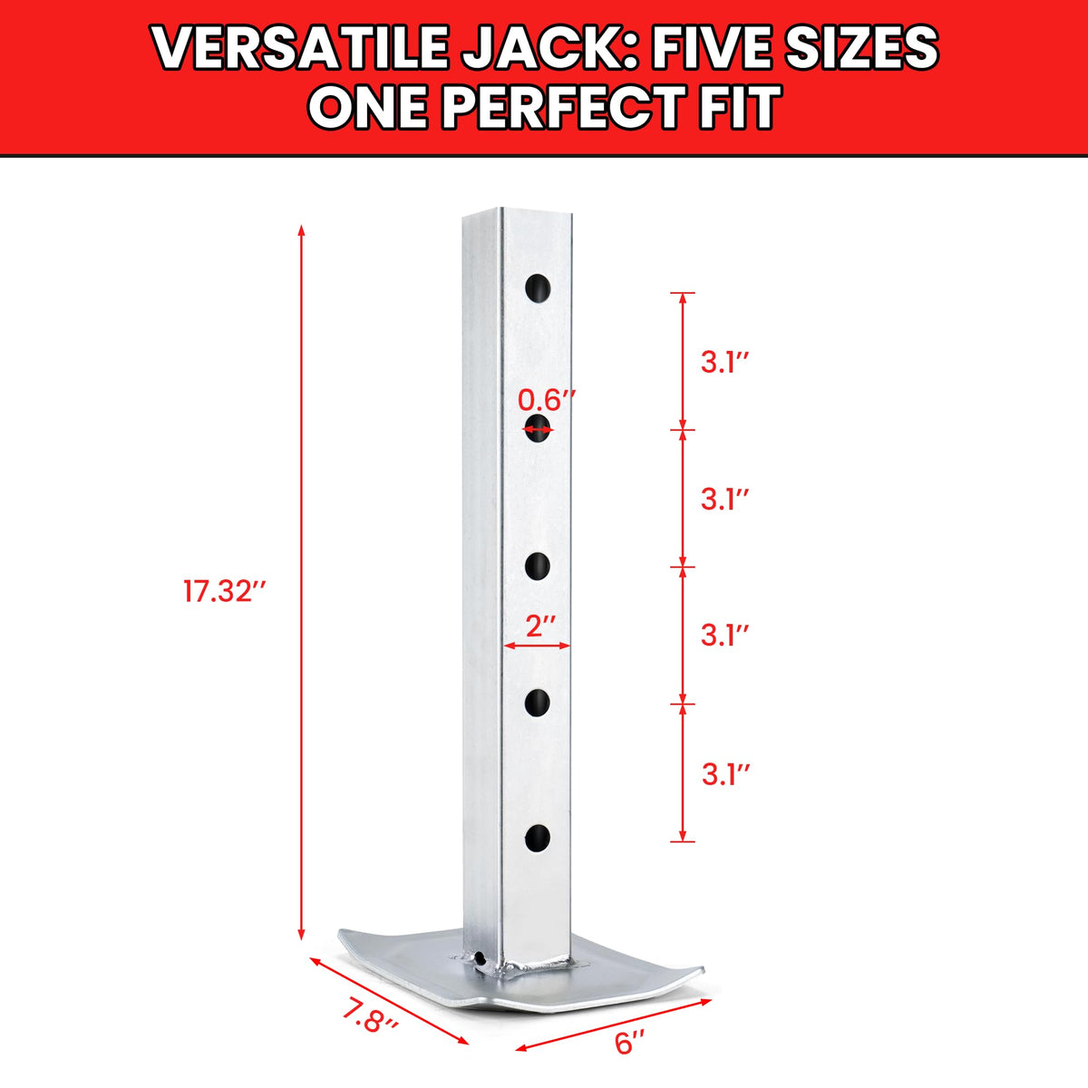 8000lbs 15 Inches Lift Square Trailer Jack with Drop Leg Q469