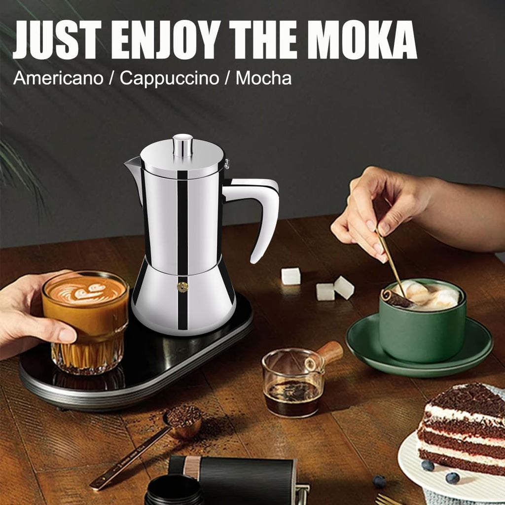 12 Cup 304 Stainless Steel Moka Pot Stovetop Espresso Maker 600ml N7429