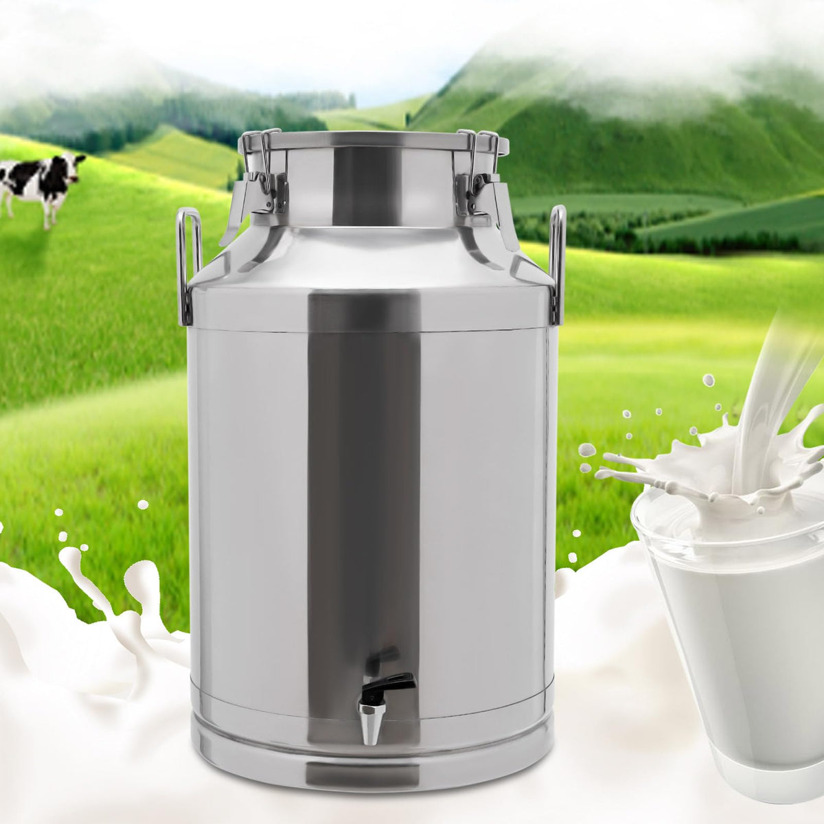60L Milk Can with Faucet and Lid V44966