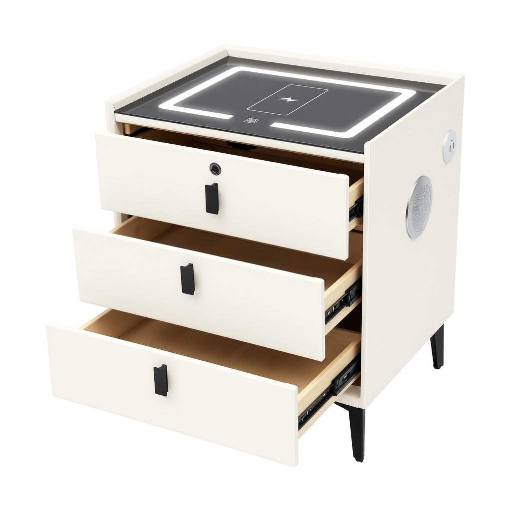 3-Drawer LED Nightstand with Wireless Charging Station N18757