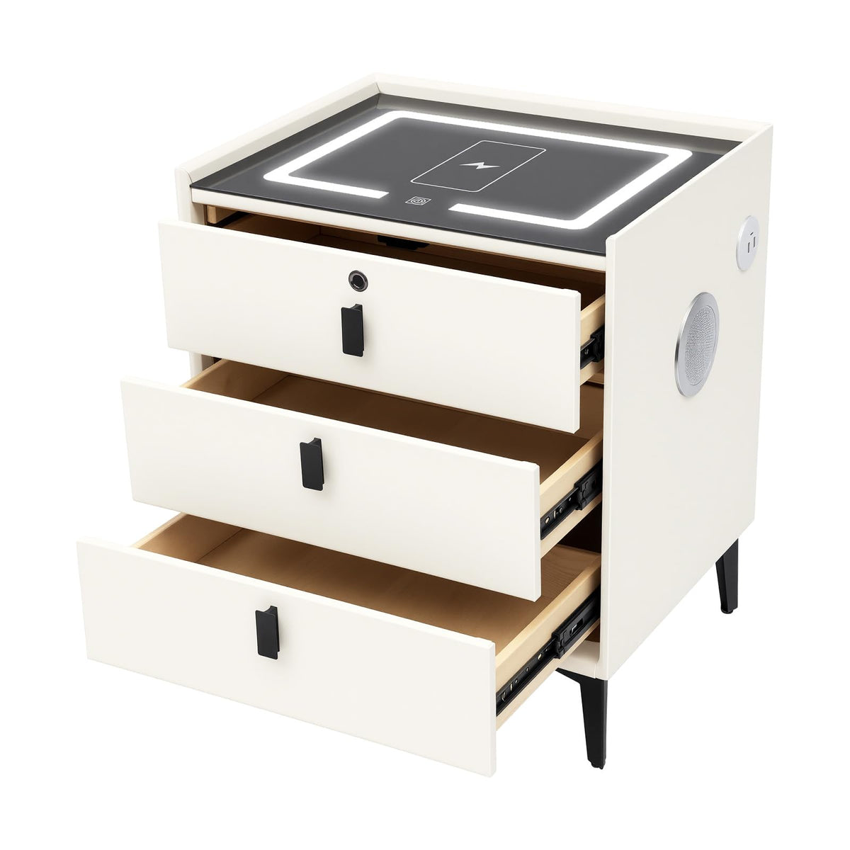 3-Drawer LED Nightstand with Wireless Charging Station N18757