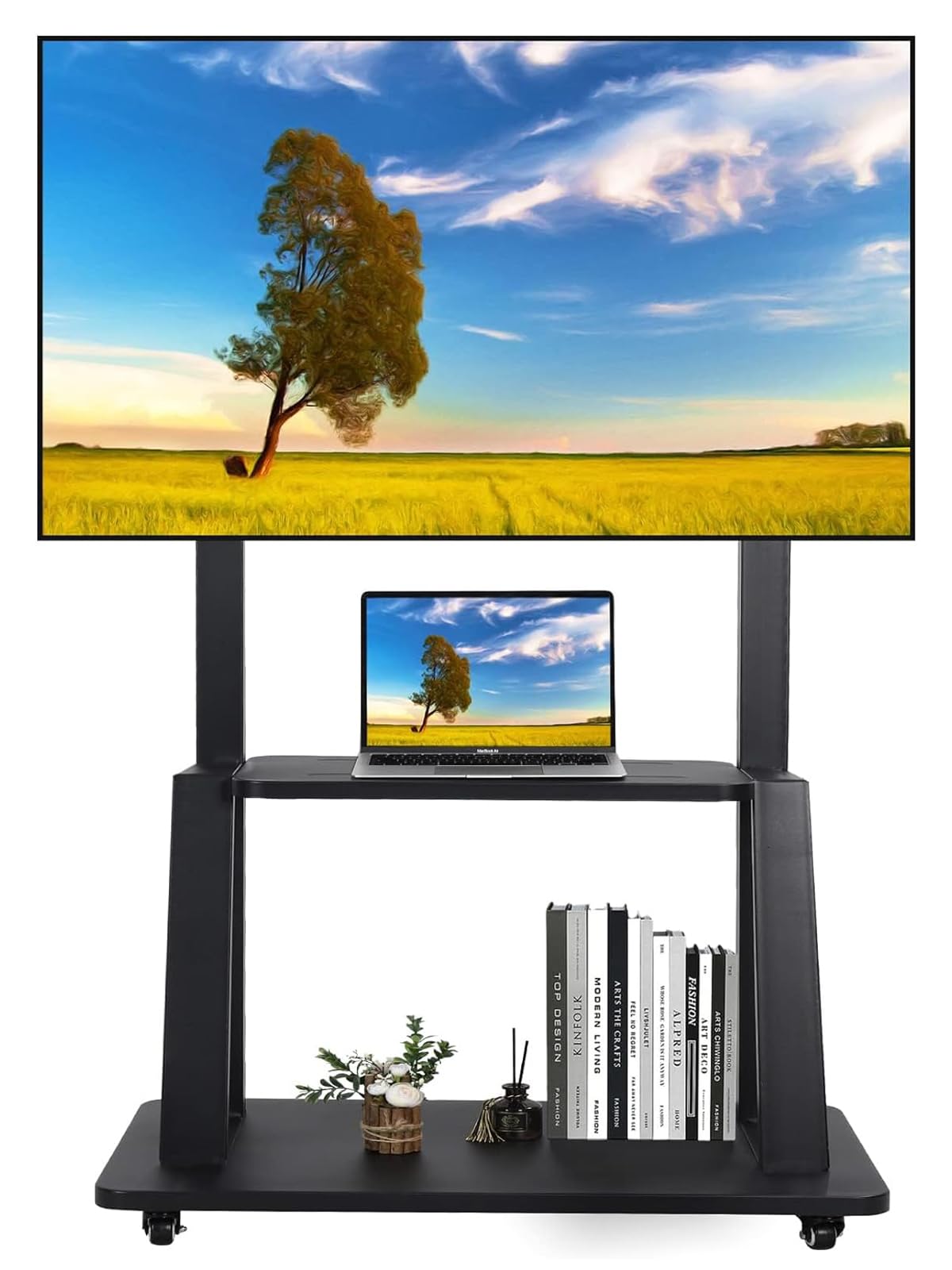 Rolling TV Stand with Wheels for 32-75 Inch Flat Panel Screens with Shelf S9689