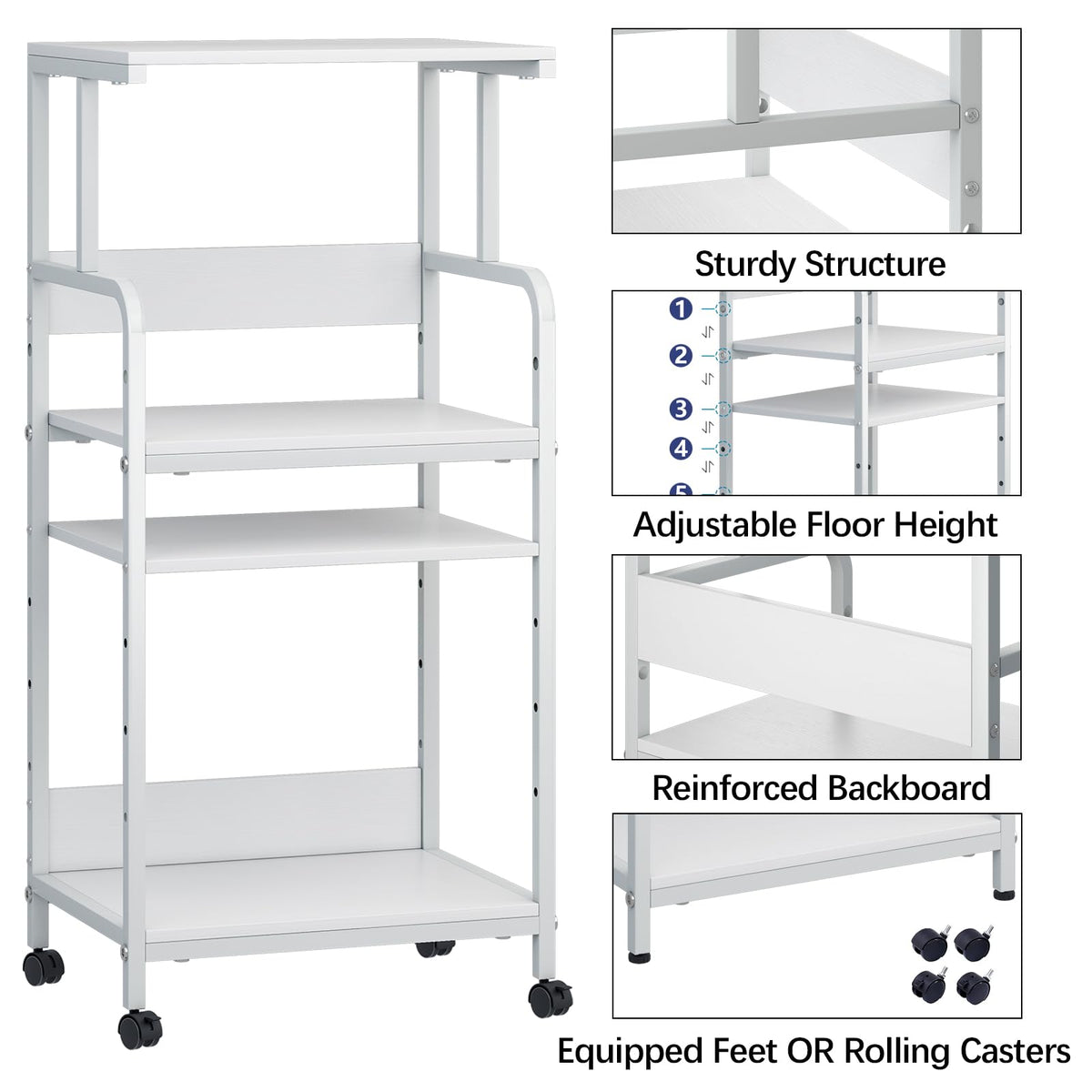 4-Tier Printer Stand with Storage Shelf V602148