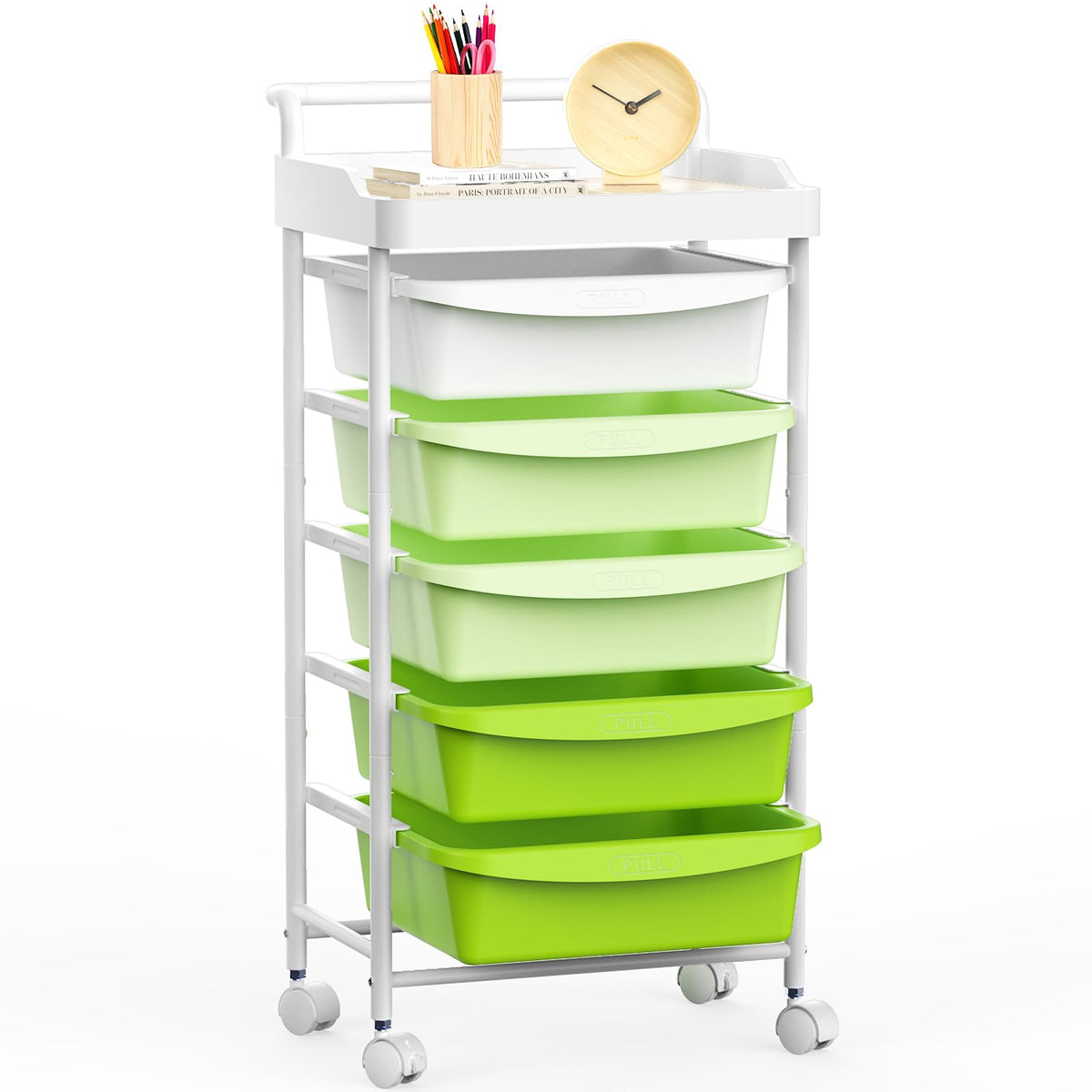 5 Drawers Plastic Rolling Storage Cart with Wheels G673017