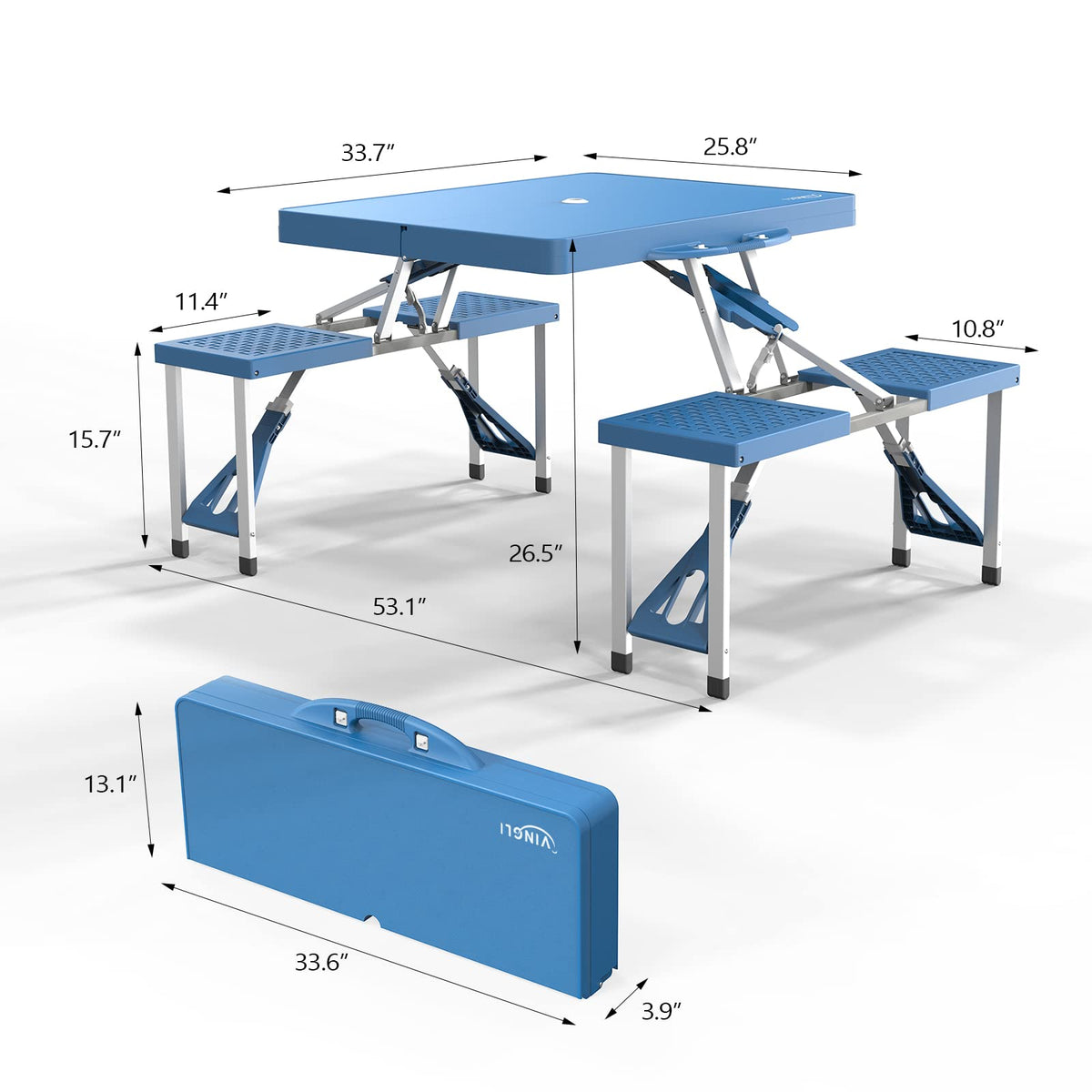 4 Ft Folding Picnic Table Set with 4 Seats W5378