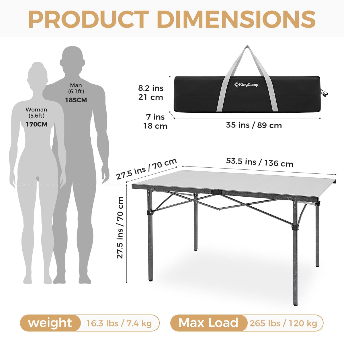 53.5" Heavy Duty Folding Camping Table O682870