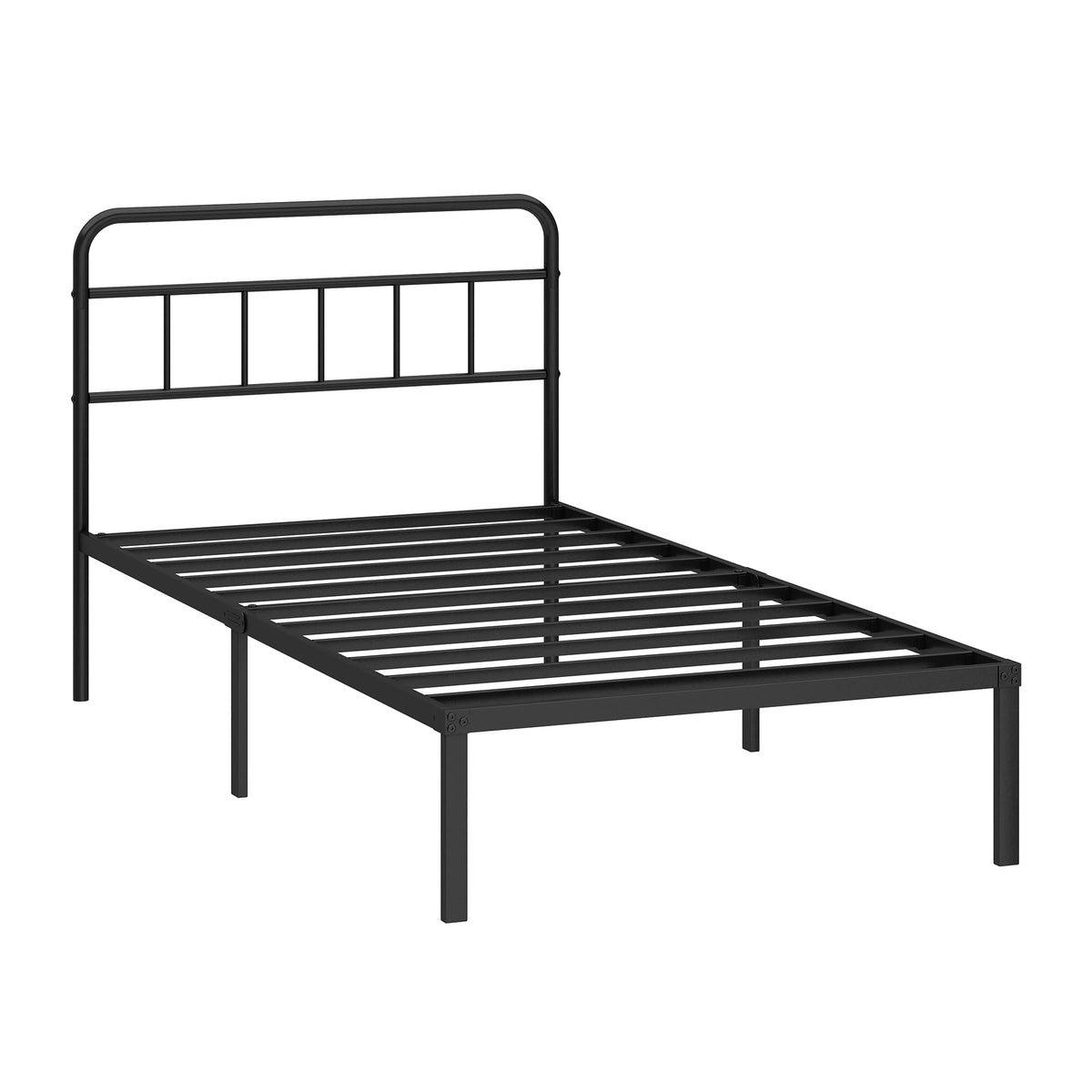 12 inches Twin Bed Frame with Minimalist Headboard, Black H953