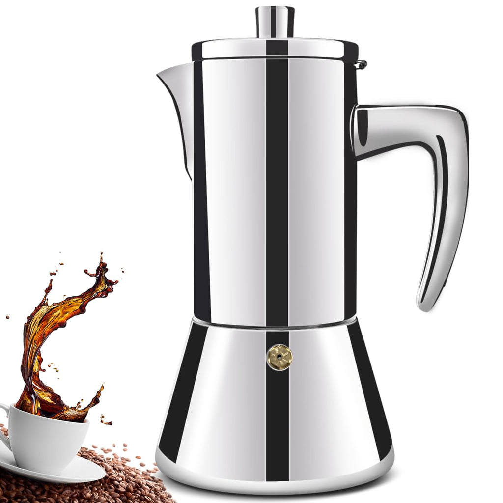 12 Cup 304 Stainless Steel Moka Pot Stovetop Espresso Maker 600ml N7429