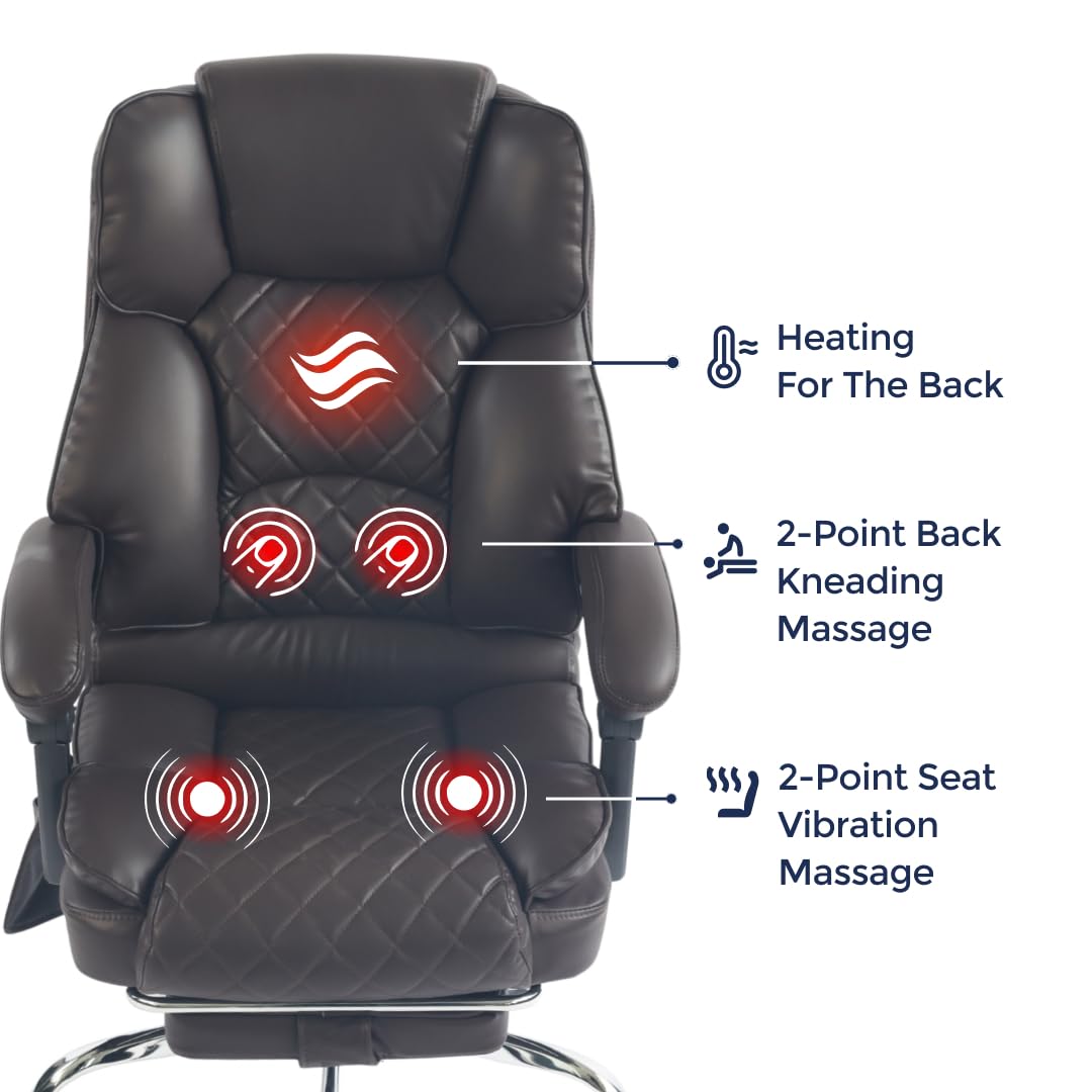 Dark Brown Executive Office Chair with Heated Lumbar and Footrest H41815