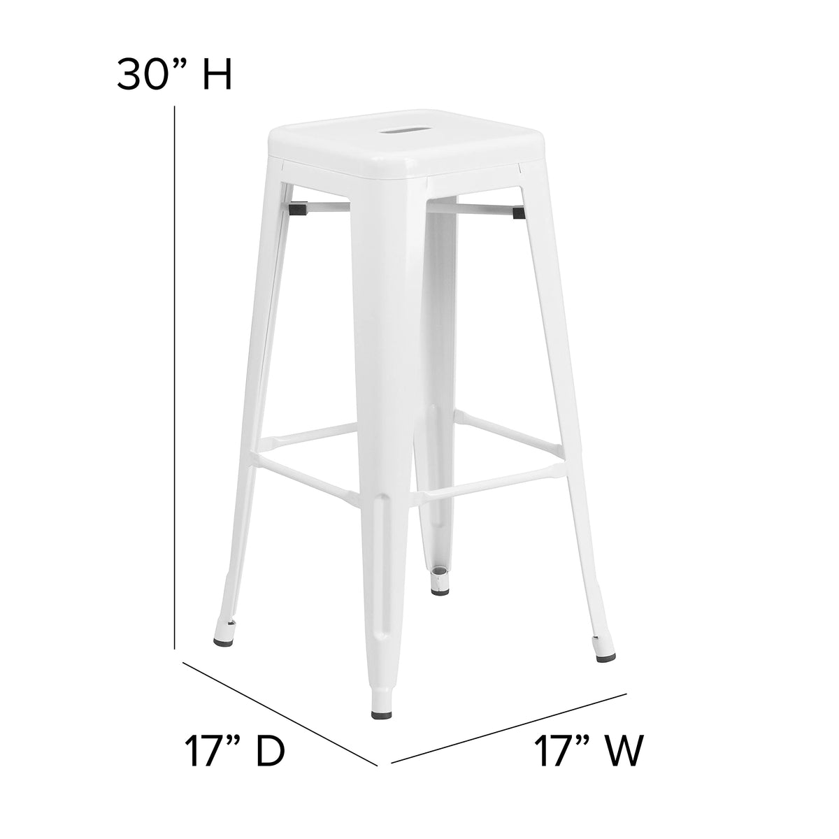 White Metal Indoor-Outdoor Barstool with Square Seat W9621