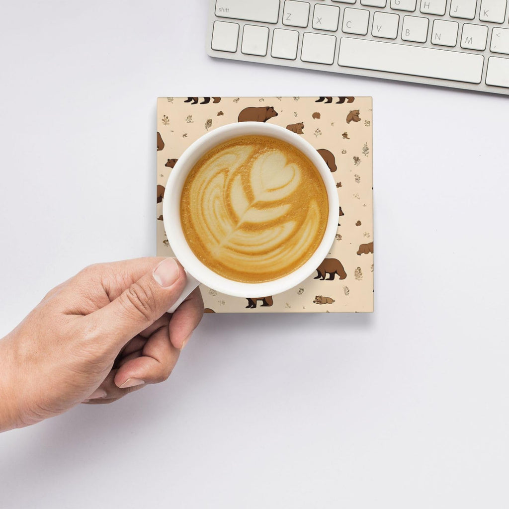 Square Cartoon Bear Ceramic Coasters Set of 6 R636