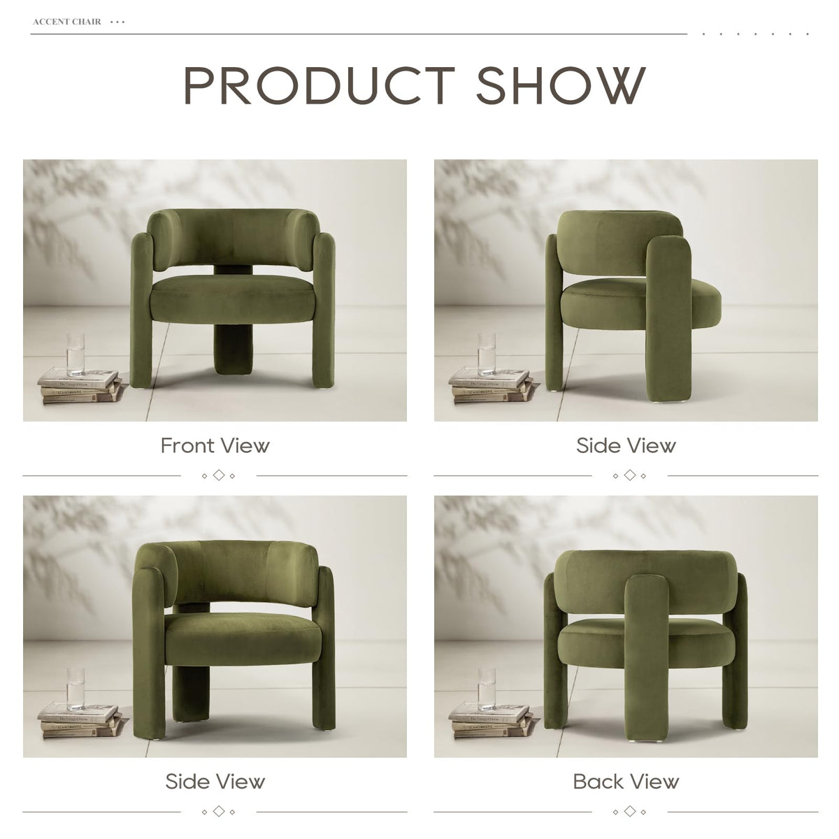 Velvet Accent Chair Set of 2 Green R358116