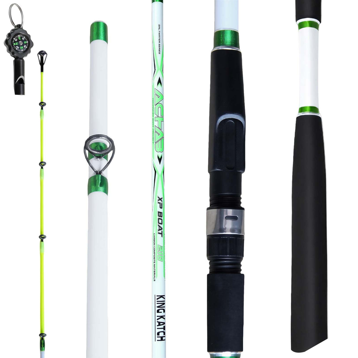 7' Medium Heavy Carbon Graphite Fiberglass Spinning Fishing Rod O364068