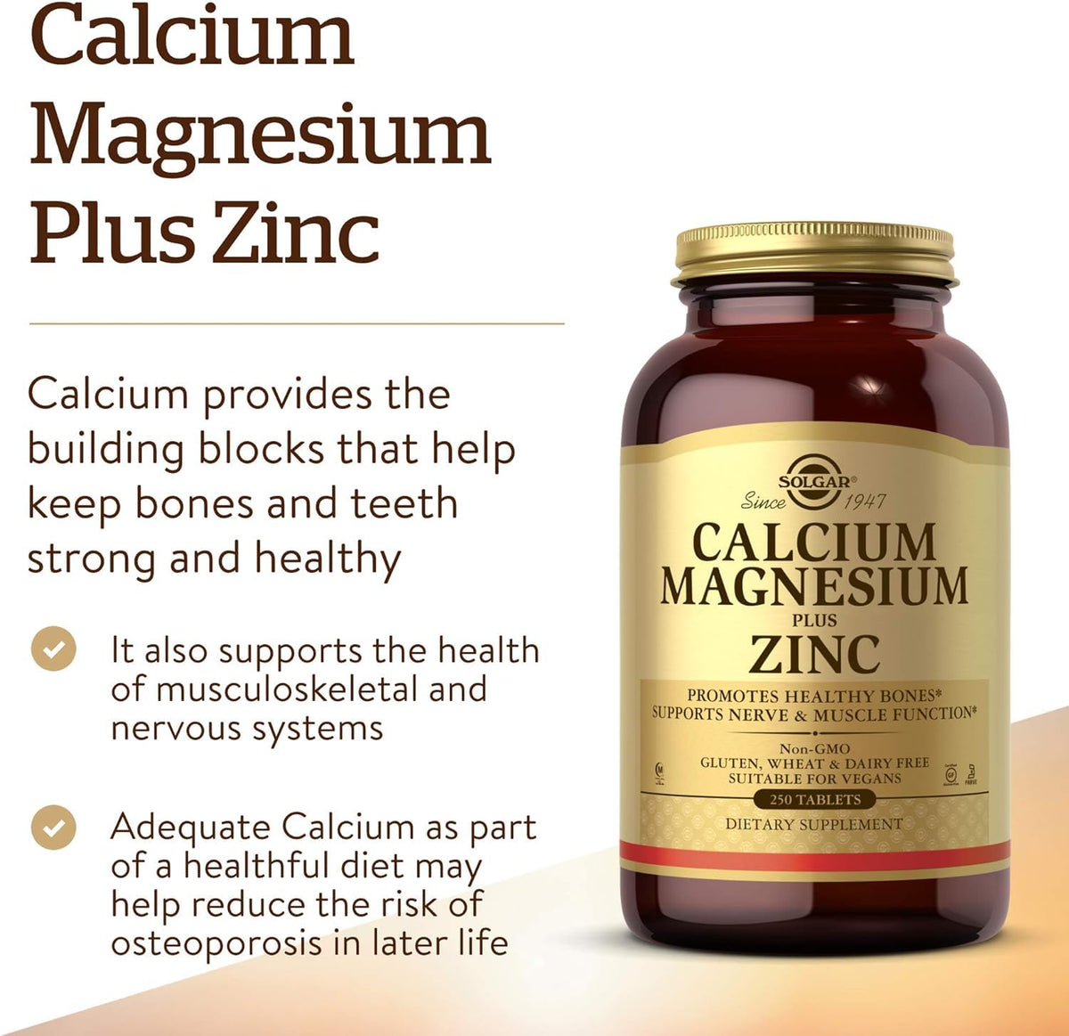 Calcium Magnesium Plus Zinc 250 Tablets I51203