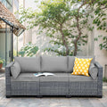 Light Grey Wicker 3-seat Outdoor Sofa with Cushions N22181