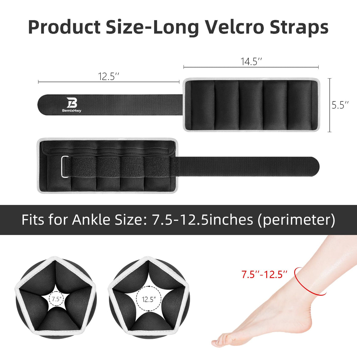 Adjustable Ankle Weights Set 1 Pair 2-10 lbs Y937426