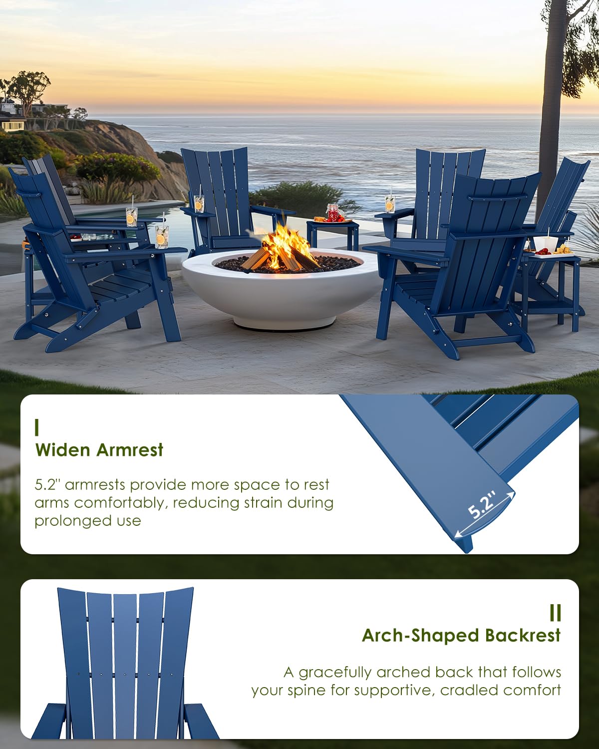 Blue Folding Adirondack Chairs Set of 2 B98470