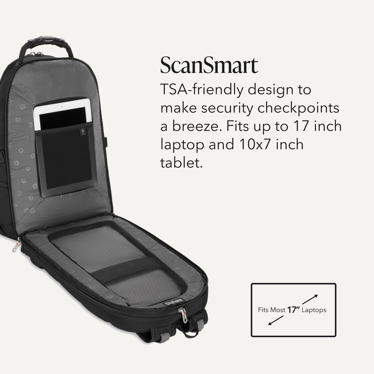 Black 17-Inch Laptop Backpack with Tablet Pocket A237211