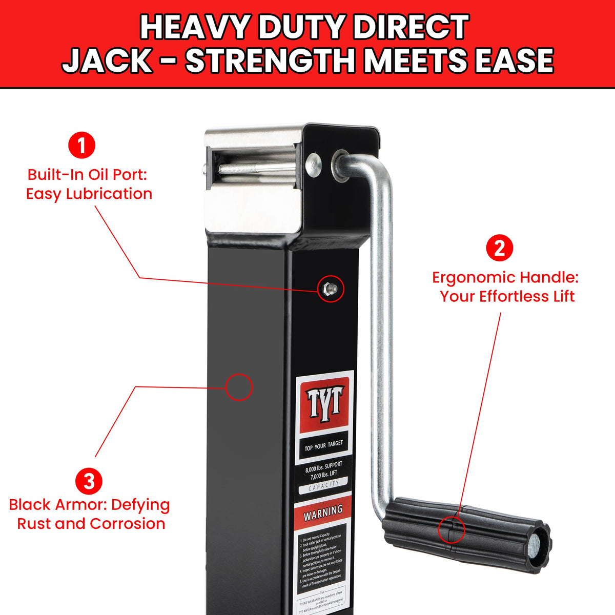 8000lbs 15 Inches Lift Square Trailer Jack with Drop Leg Q469