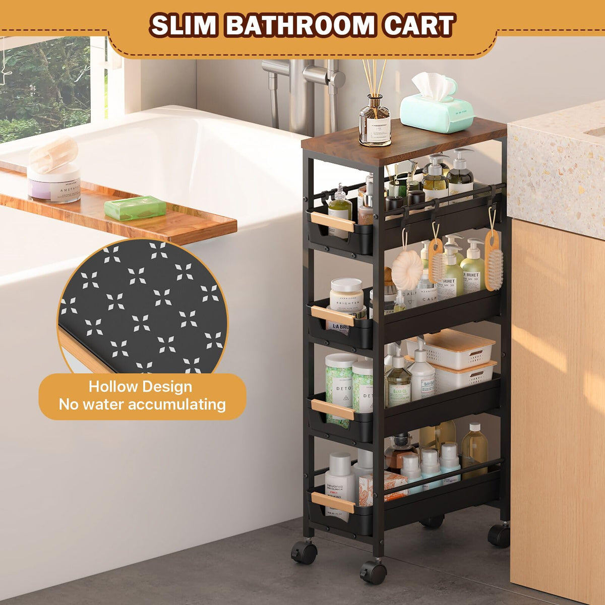 Slim Storage Cart with Wheels X253870