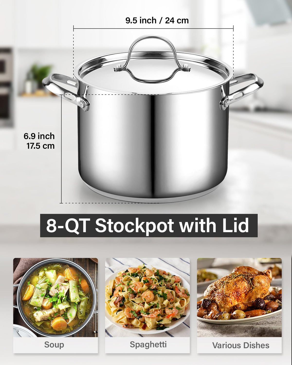 8 Quart Stainless Steel Stock Pot E64095