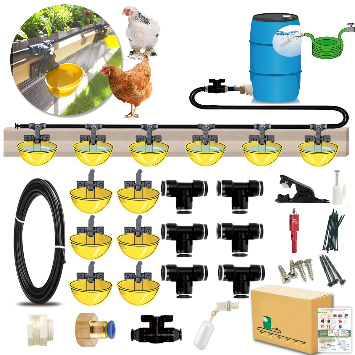 Automatic Chicken Water System Set with Water Cup X343