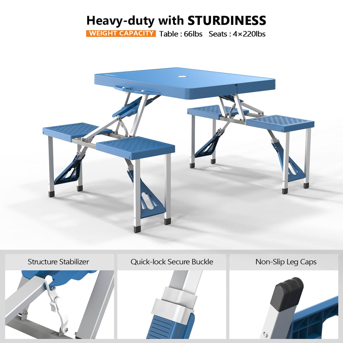 4 Ft Folding Picnic Table Set with 4 Seats W5378
